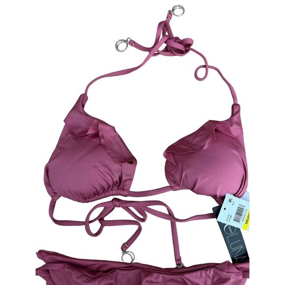 Soluna 2 Piece Hipster Swim Bikini Top & Bottom Mulberry Pink Small NWT $108 - Picture 4 of 9